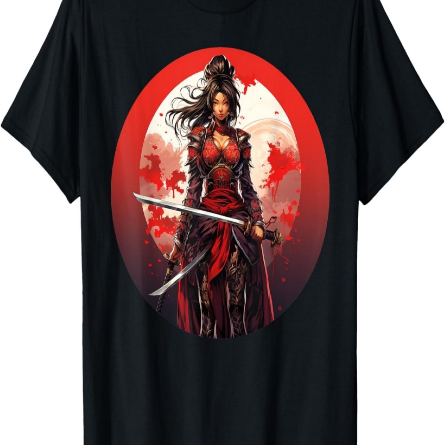 

Samurai Girl Vintage Retro Sakura Cherry Blossom T-Shirt(275) XXXXXL чорний