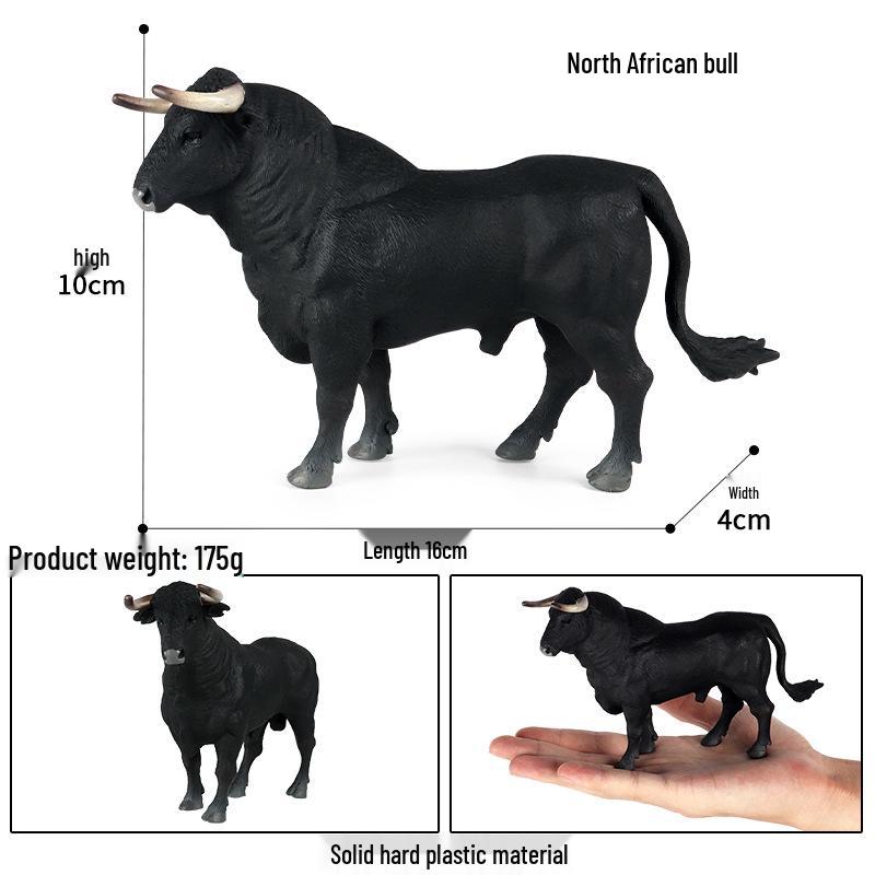 Children's Cognitive Animal Model Toy: Yellow Cow, Buffalo, Rhinoceros, Zebu, Bison, Bull Figurine.