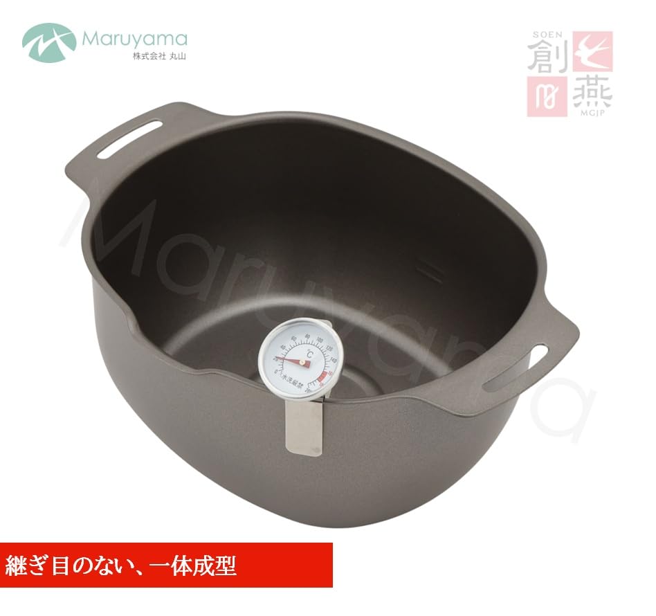 Maruyama Giken NIIGATA SOUEN Deep Fryer with IH and Gas Stove Oval Seamless Tempura Fried Fried Made in Thermometer, SE-70, Compatible, Spout, Fryer,