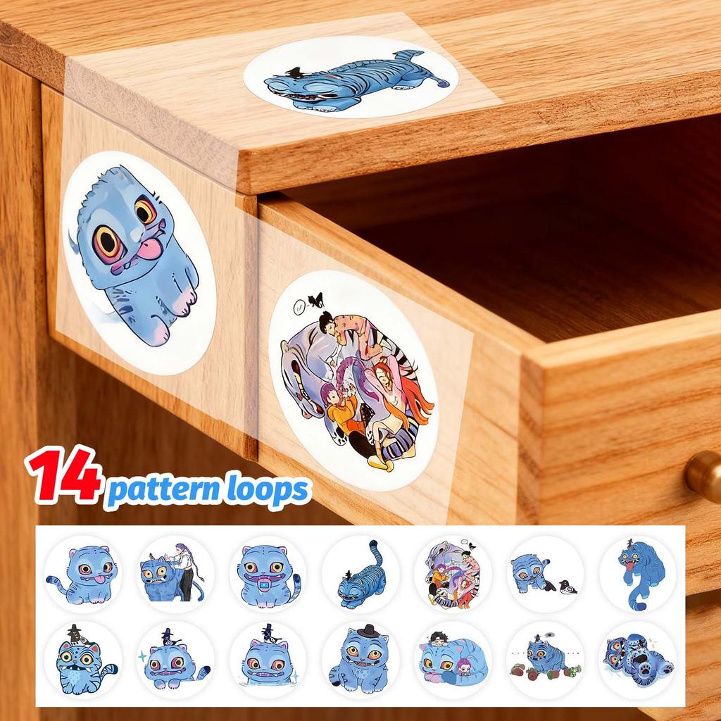 Anime Peripheral Sticker Roll, 500 Peripheral Sealing Stickers DIY Hand Journal Stationery Notebook Decoration Cutting Tape