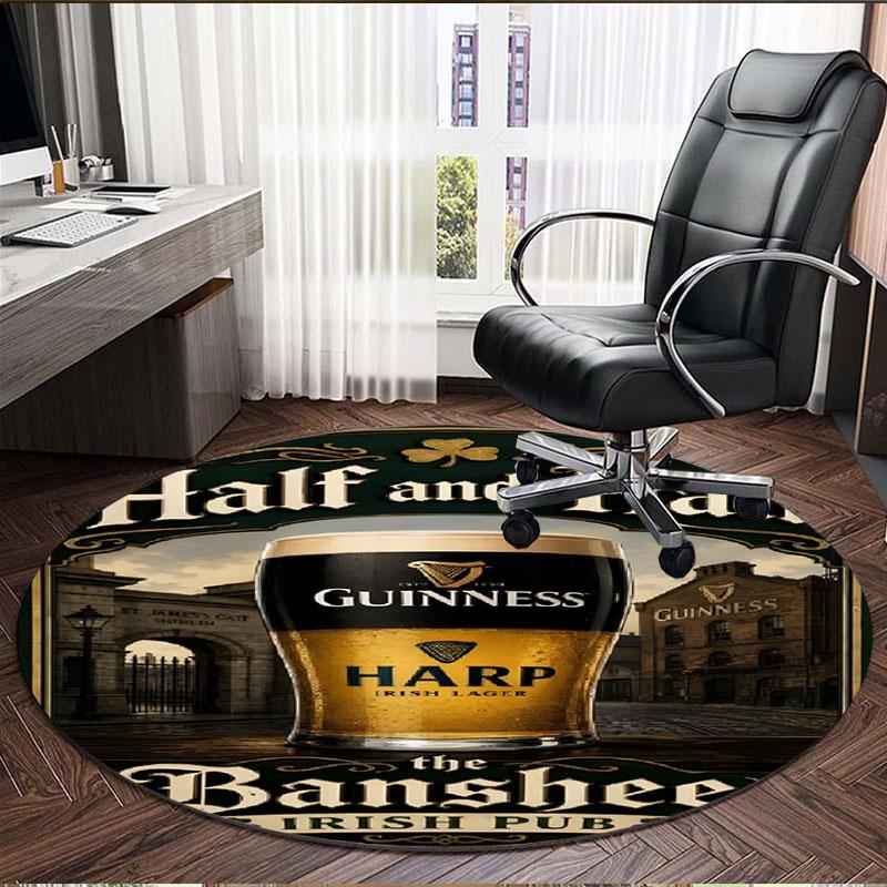 Guinness Draught Print Round Rug, Washable Floor Carpet, For Entryway Dorm Laundry Room Office Study, Home Decor Birthday Christmas Gift