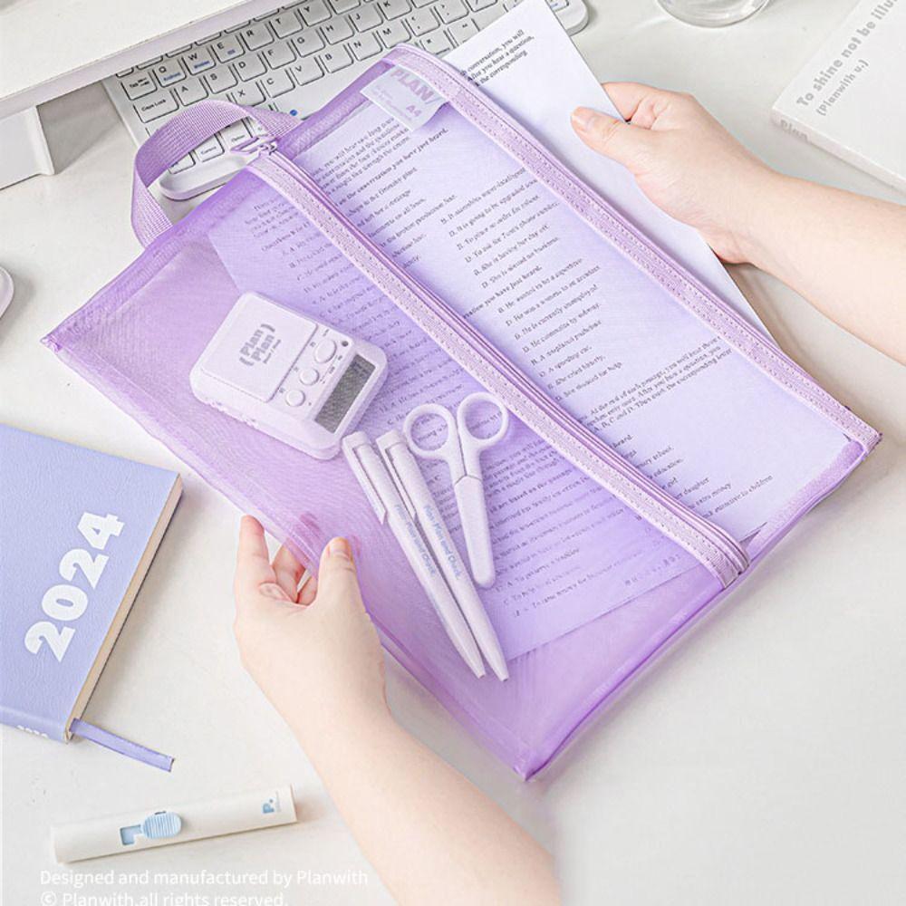 Transparent Test Paper Storage Bag Solid Color File Pocket INS Stationery Organizer Pouch Kids