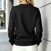 Women's Casual Long Sleeve Pullover Sweatshirt with V-Neck and Button, Loose Fit