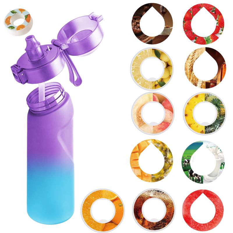Creative Air Up Water Bottle Tritan Taste Pod Fruit Fragrance Flavor Peach Cola