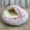 Four Seasons Semi-Enclosed Round Pet Bed for Cats and Dogs