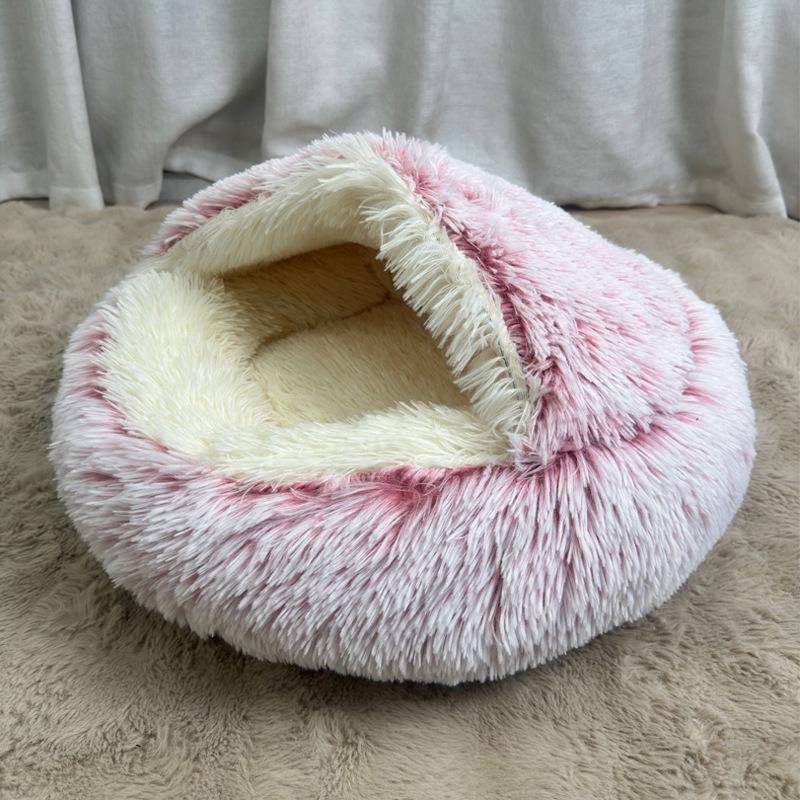 Four Seasons Semi-Enclosed Round Pet Bed for Cats and Dogs