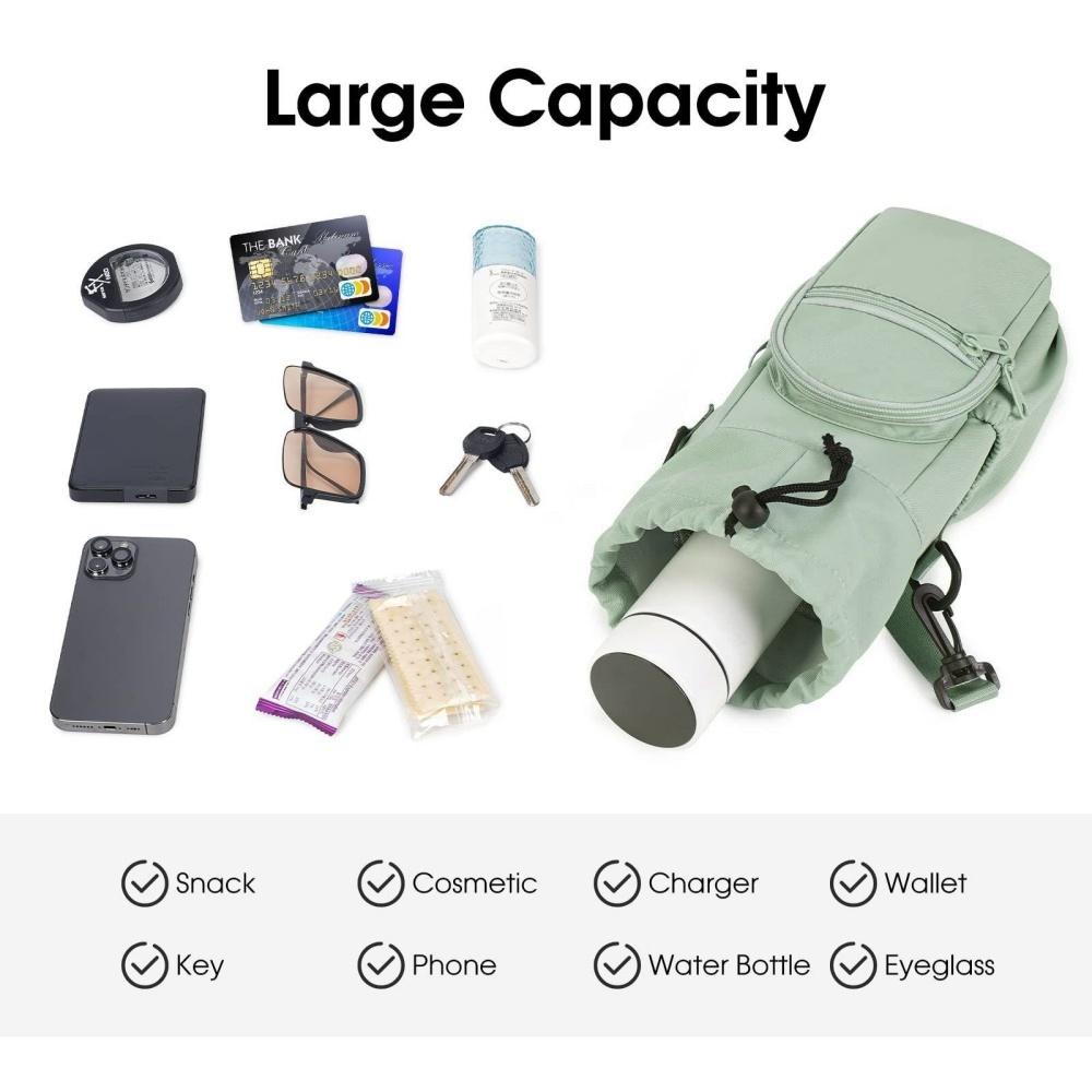 Borsa Portabottiglie d'Acqua con Tracolla Regolabile Tazze Termiche Copertura Protettiva Isolante Tasca per Telefono Borsa da Viaggio per Sport all'Aperto
