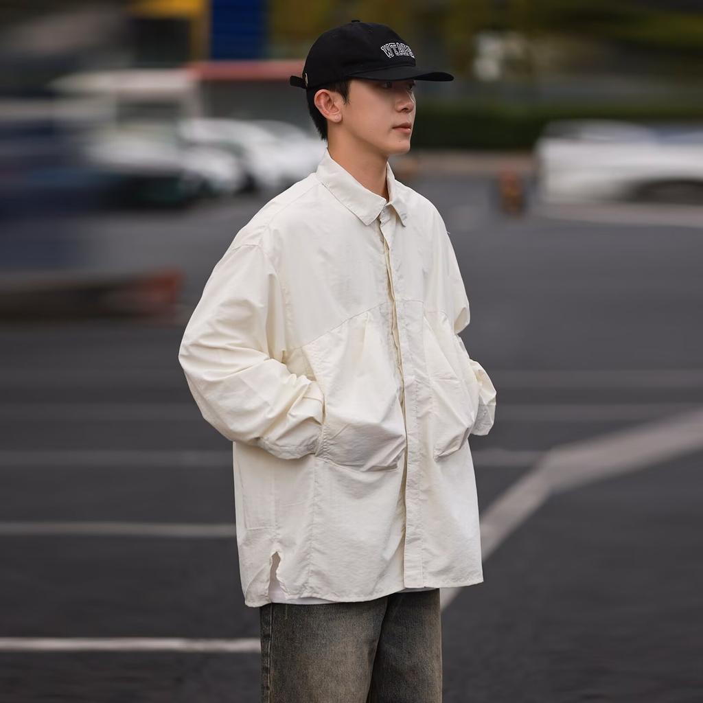 Koszula z długim rękawem w stylu japońskim Hong Kong 2024, luźna koszula chłopięca, letnia, modna, uniwersalna, swobodna, marynarka