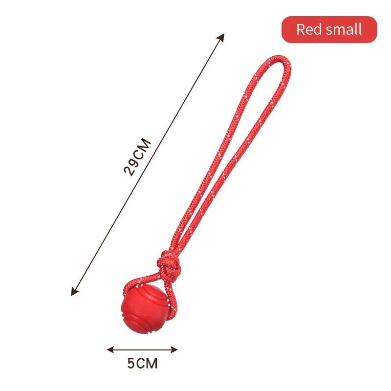 

Interactive Dog Ball with Rope Durable Rubber Squeaky Toy for Small Medium Dogs Training Fetch Toy S
