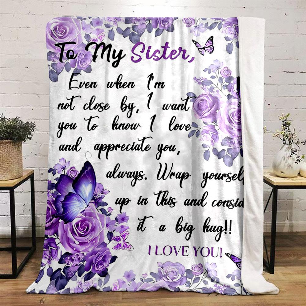 Purple Floral Butterfly Sister Gift Blanket bedroom Blanket for Livingroom Couch lunch break Soft throw for Friend's festival Gift