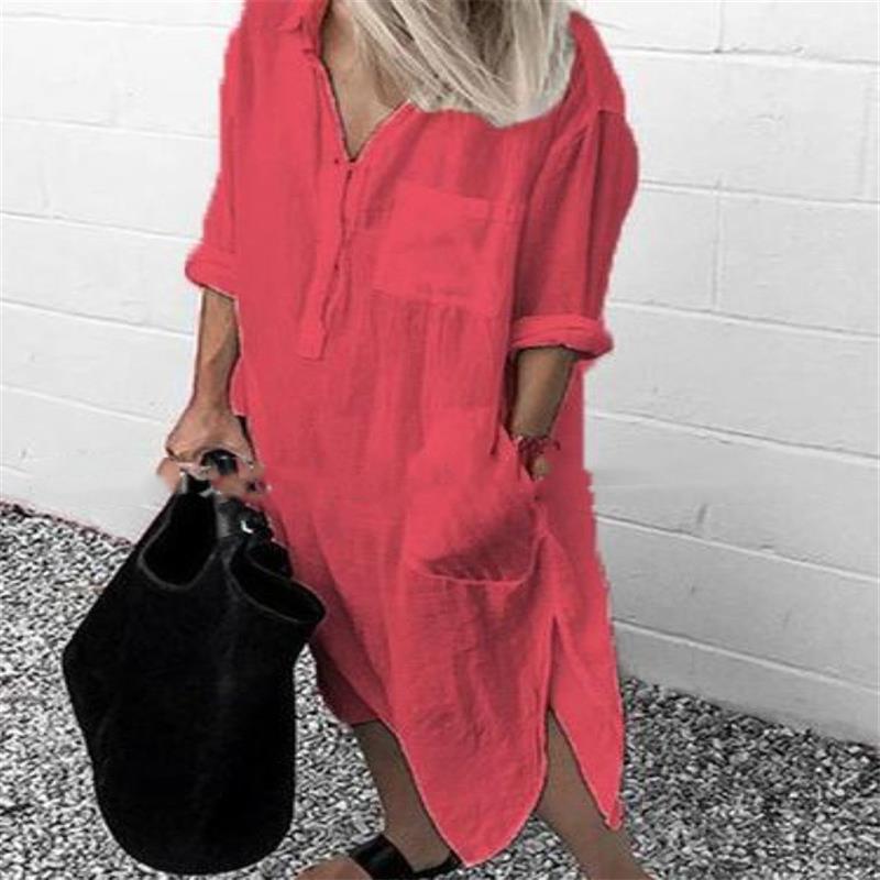 Explosive Summer And Autumn Elegant Solid Color Slit Dress, Simple Nail Buckle Long Lining Dress, Women's Clothing