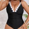 Womens Plus Size Solid Color Ruffled Backless One Piece Swimsuit With Padded Bust No Underwire Swimming Water Activities