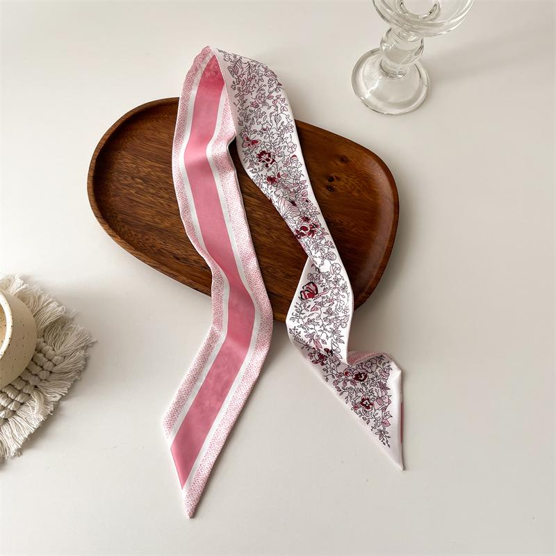 Langer, dünner Seidenschal für Damen, Haarband, Krawatte, Design-Print, Luxusmarke, Haarreifen-Accessoires, coole Mädchen-Schals, Sommer 2021