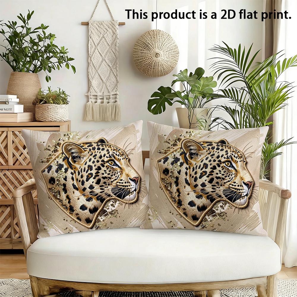 2 Pezzi Copricuscini Decorativi Lussuosi con Stampa Leopardo Dorato Cuscini Decorativi Animali Selvatici per Divano Camera da Letto Soggiorno