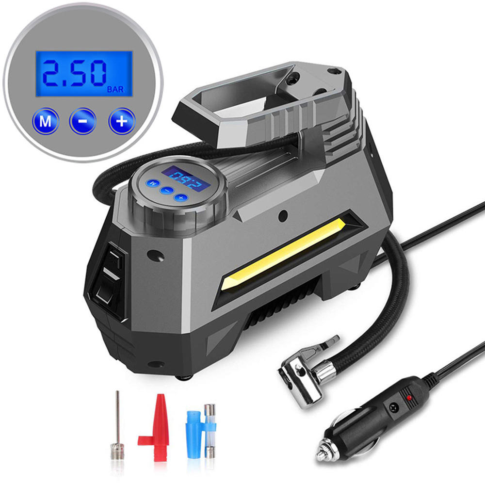 12V DC Portable Air Compressor Tire Inflator 150 PSI Car Tire Pump Digital Pressure Gauge Auto Shut Off Emergency Light for Car