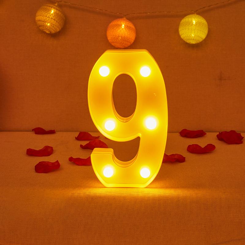 Alphabet Letter LED Lights Luminous Number Lamp Decor Battery Night Light for Home Wedding Birthday Christmas Party Decoration KTY