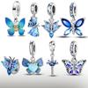 Genuine Copper Charm Gradient Ice Blue Butterfly Shape Charm For Original Fashion Bracelet Charm Women'S Beaded Piece Jewelry