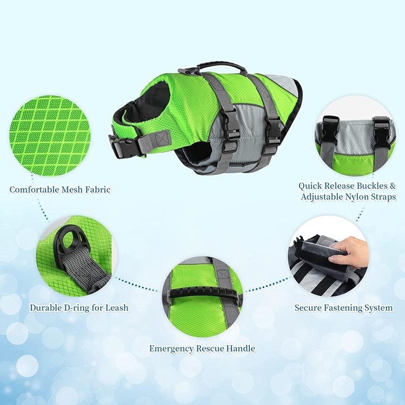 Adjustable Dog Life Jacket with Rescue Handle Sport Safety Rescue Vest Dog Clothes Puppy Float Swimming Suit for All Pet Dogs