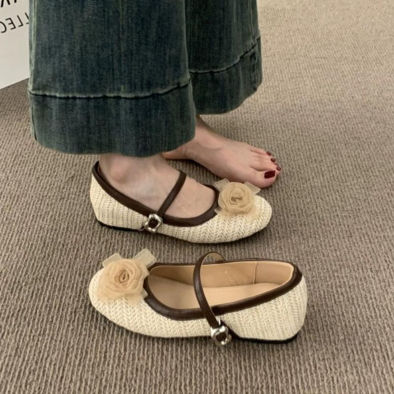 Fashion Flower Women Loafers Shoes Fashion Casual Woman Sandals Elegant Mary Jane Shallow 2025 Designer Summer Soft Mujer De Zapatillas