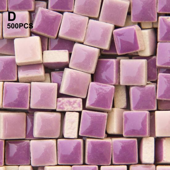 500Pcs 1x1cm Ceramic Mix-color Square Glass DIY Crafts Mosaic Tiles Art