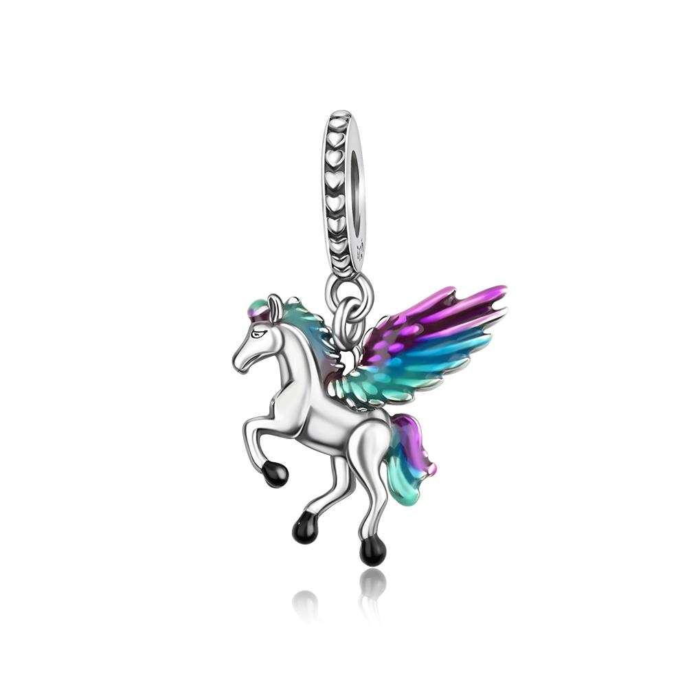 Original 925 Silver Horse Charms Unicorn Horseshoe Earrings Beads Pendants Fit Bracelet Necklace DIY Jewelry Gift