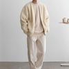 Men Autumn Winter Solid Color Cardigan Coat Collarless Long Sleeve Zipper Placket