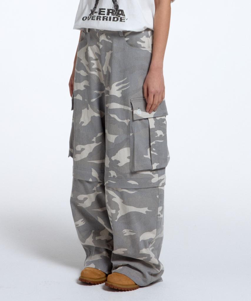 Callout New Year Cony Camo Two-Way Cargo Pants / Light Grey