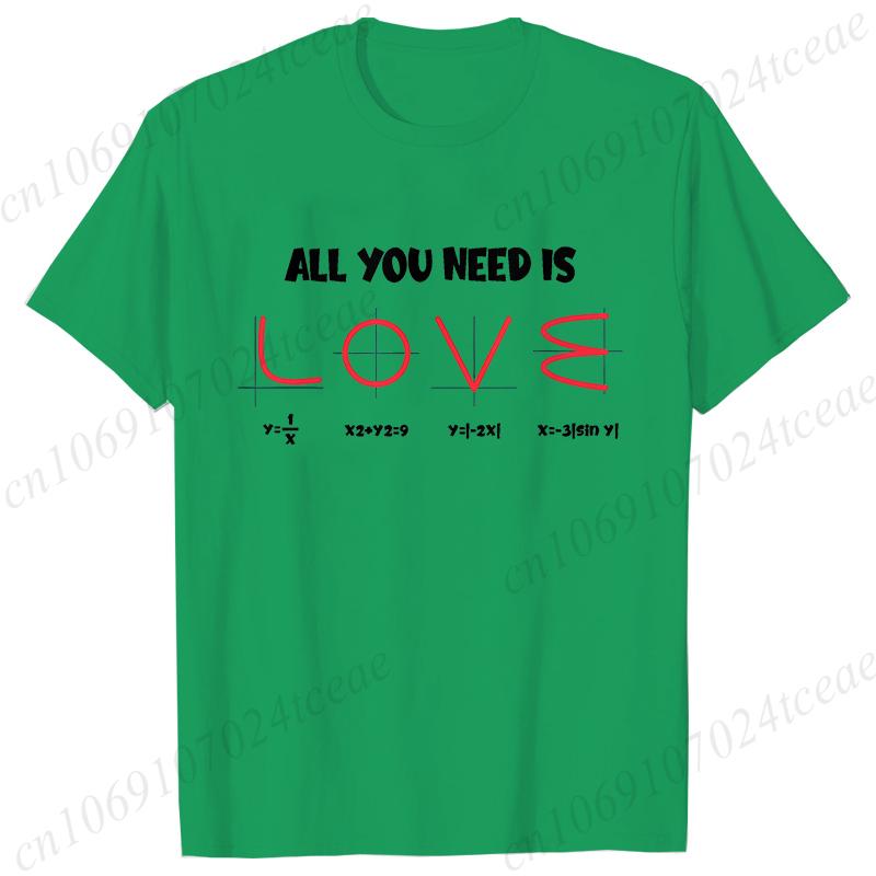 Retro Men's T-Shirt All You Need Is Love Math Equation Short Sleeve T-Shirt Summer Casual Tees Top Loose Oversize T-Shirt Men