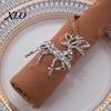 Holiday Party Table Decor Christmas Deer Napkin Ring, Faceted Metal Elk Holder, Reusable Western Style Tableware Ring for Xmas Wedding Receptions