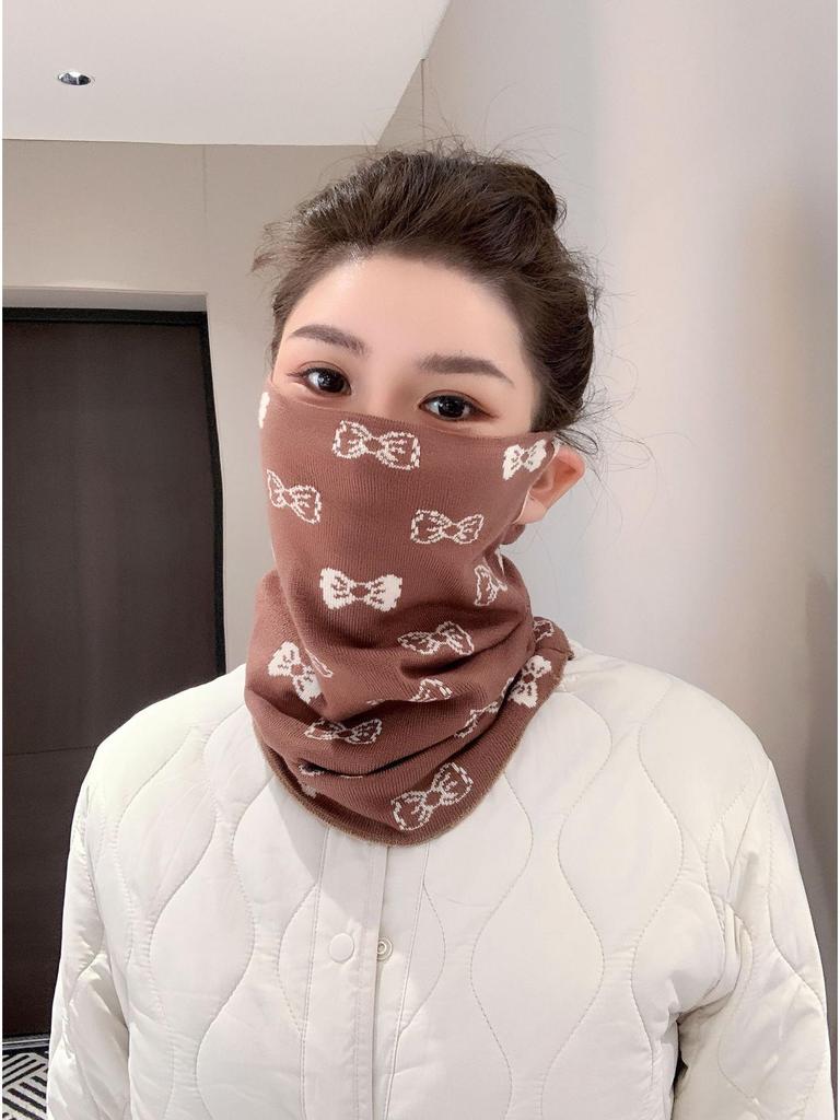 Knitted Jacquard Wool Face Mask: Warm, Versatile Neck Protector and Scarf for Autumn/Winter, Dustproof and Windproof for Outdoor Cycling.
