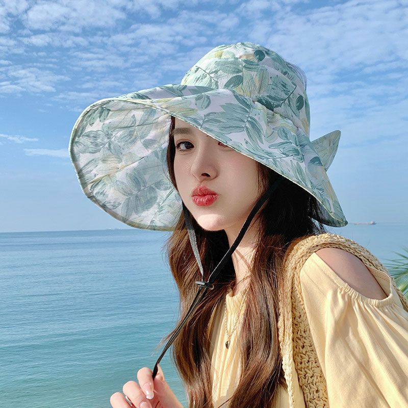Hat Women's Bow Empty Top Hat Women's Summer Face Cover UV Protection Sun Hat Sun Protection Big Eaves Sun Hat