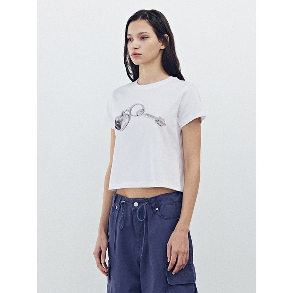 RENSE Silver Heart Keyring T-Shirt White