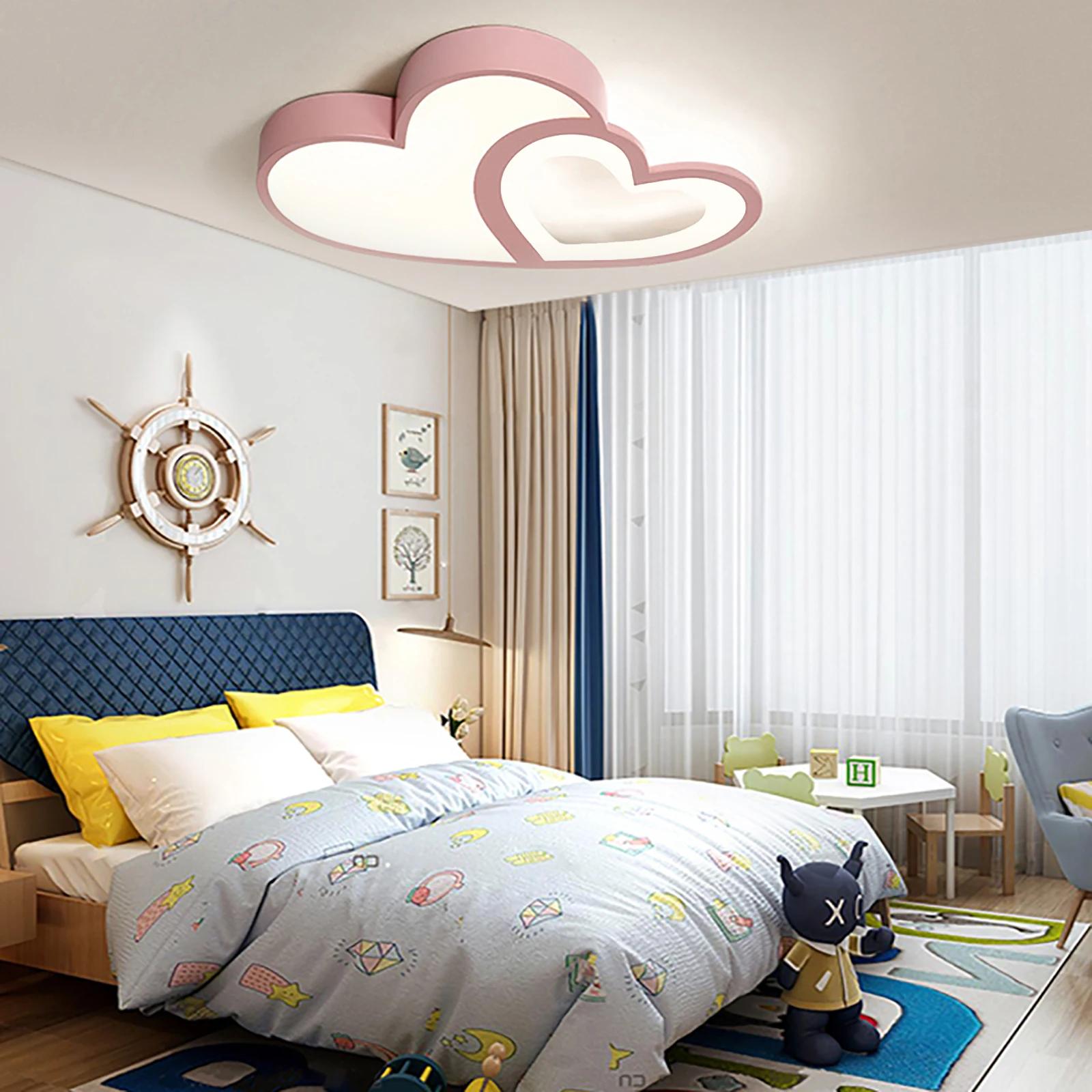

Stylish Pink LED Ceiling Light with Remote Control, 3-Color Dimmable, Modern & Cartoon Design for Living Room, Bedroom&Kids Room 31-40W&changeable розовый