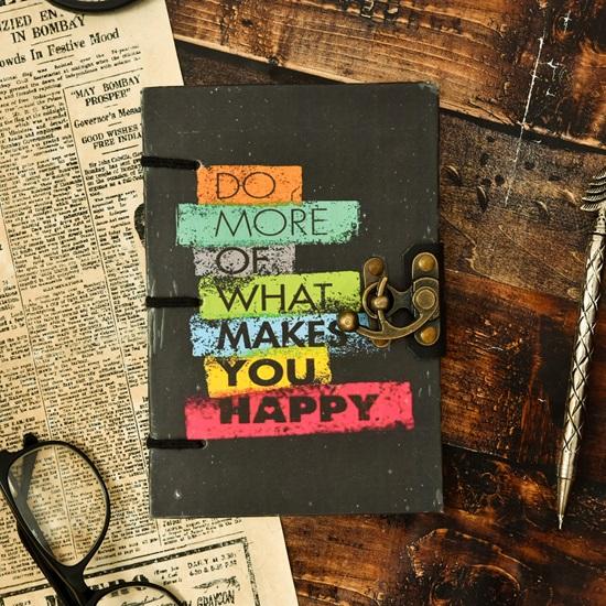 17.78 Cm Motivational Quotes Diary 125GSM Paper Recycled Cotton Free Handmade Paper Diary with Lock
