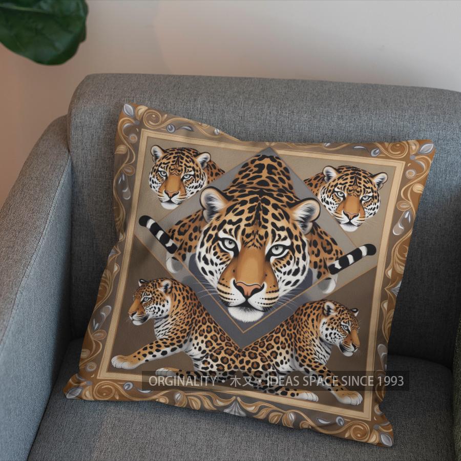 2D Colorful Leopard-Patterned Decorative Pillow Cover Pattern Cushion Cover Suitable For Sofa Bedroom Car Pillow Cover