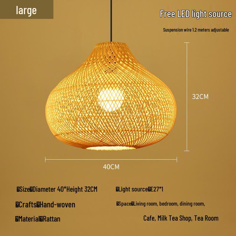 Bamboo Rattan Pendant Lamp: New Chinese & Japanese Style Zen Lighting for Tea Room & Dining, Antique Lantern Design.