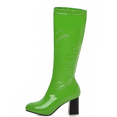 Fashion Woman's High Boots Shoes Fashion Knee High Boots Women Autumn Winter Patent Green Red Yellow White Long Shoes Lady Large Size 45