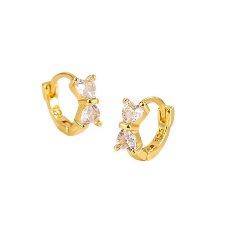 Bow Zircon Earrings, Earrings, Women's Niche High-end Design, Fashionable and Sweet Earrings.