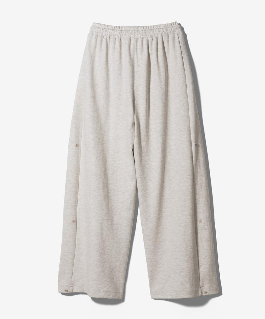 Paensyo Symbol Snap Wide Fleece-Lined Pants - Oatmeal