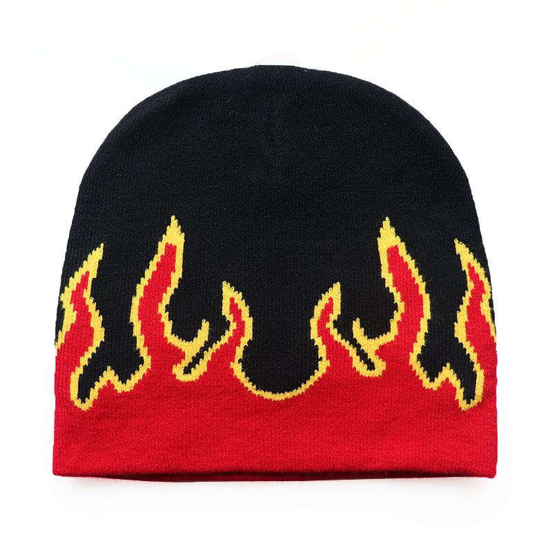 

Flame Pattern Knit Hat, Warm New Style, Trendy Outdoor Wool Hat for Men and Women Adjustable