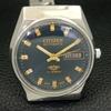 BRUKT VINTAGE CITIZEN AUTOMATISK 8200 JAPAN HERRE BLÅ FARGE SKIVE KLOKKE a434853-2 R123-a434853
