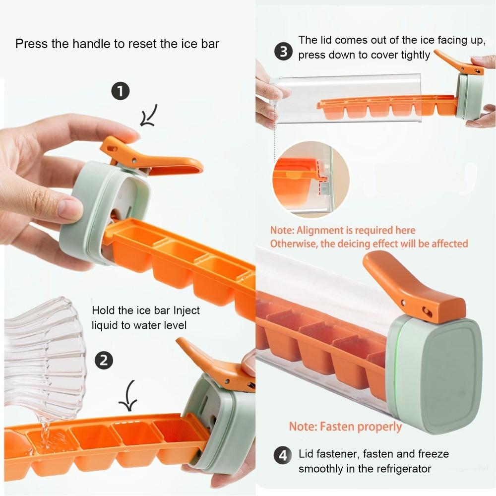 2pcs 6 Grids Press Ice Cube Maker Easy Release Ice Cube Tray with Lid Fruit Drinking Making
