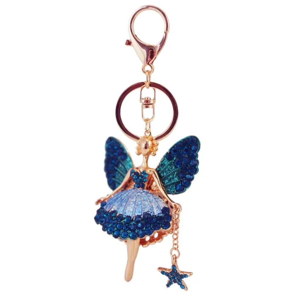 Exquisite Rhinestone Girl Pendant Zircon Car Key Ring Luxury Ballet Girl Keychain  Gifts