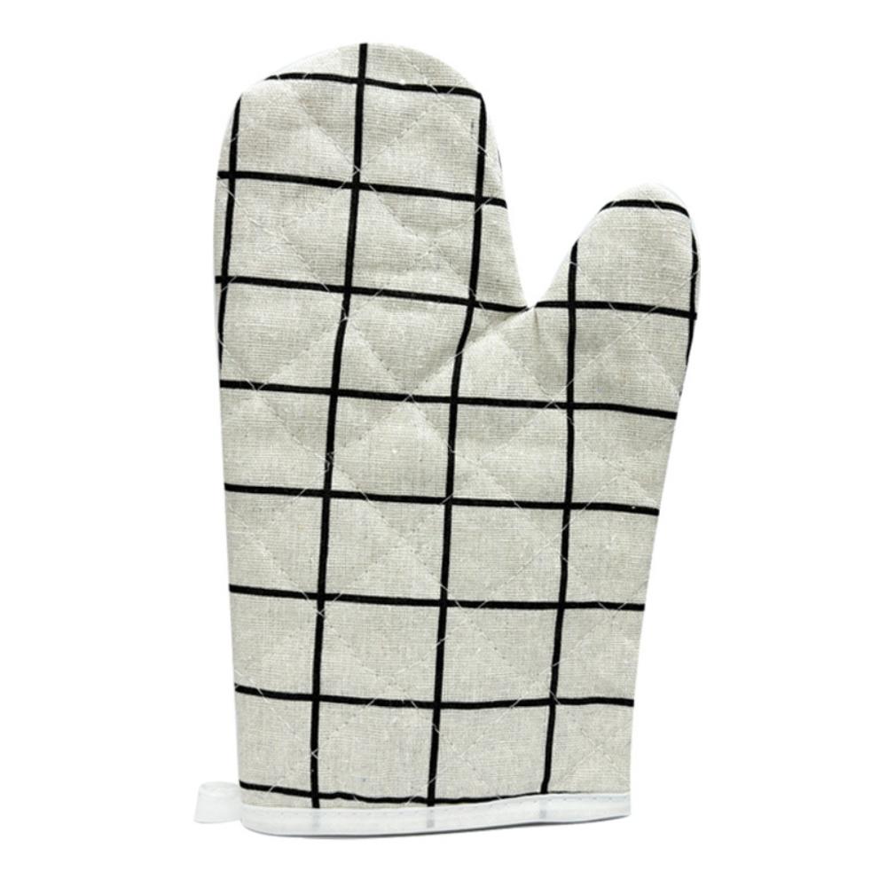 Heat Resistant Checkered Oven Mitt – Durable Anti-Scalding Kitchen Glove for Microwave, Baking, and Cooking
