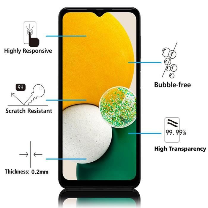 Displayschutzfolie - VCOMP - Samsung Galaxy A13 5G - Gehärtetes Glas - 3er-Pack - Schwarz