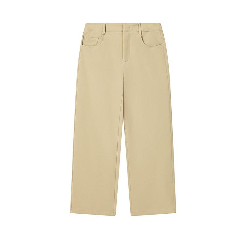 Fila Milano Series Fashion Simple Classic Basic Solid Color Versatile Comfortable Casual Pants Women Pants Sand Khaki F11W615802FMK