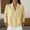 Women's Casual V Neck Button Long Sleeve Knit Pullover Sweater Soft Comfortable Lightweight Top for Everyday Wear