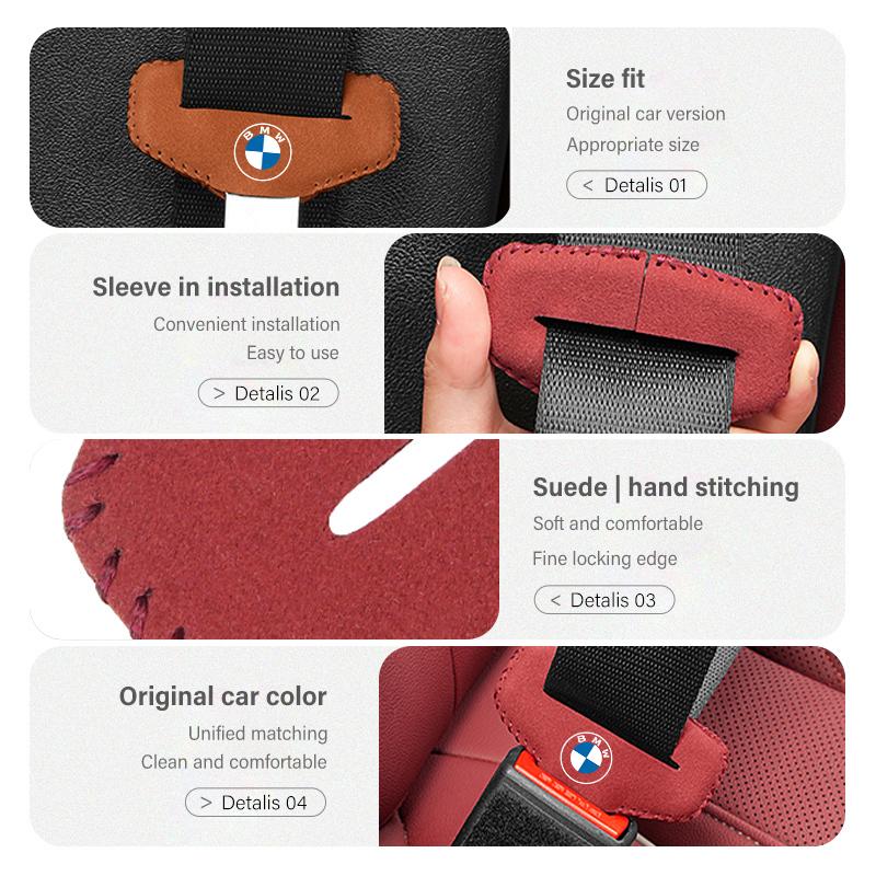 Suede Car Seat Belt Buckle Clip Protector Interior Accessories For BMW E87 E70 E91 E30 G20 E92 E93 E60 E46 E90 G30 E53 X1 FV9