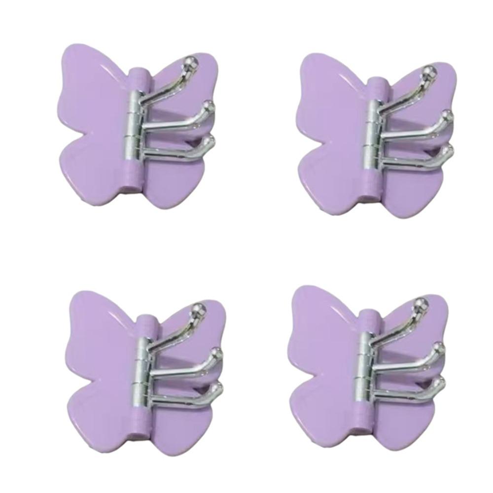 4PCS Plastic Rotating Butterfly Wall Hooks Wall Mounted Butterfly Storage Hanger Kitchen
