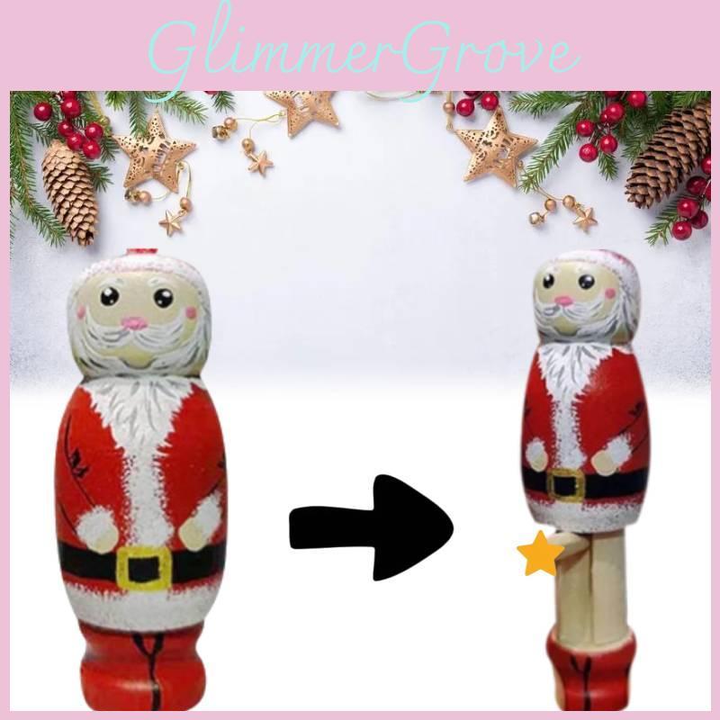 Unique Funny Santa Wooden Puppet Handcrafted Beech Wood For Christmas Decor Gifts